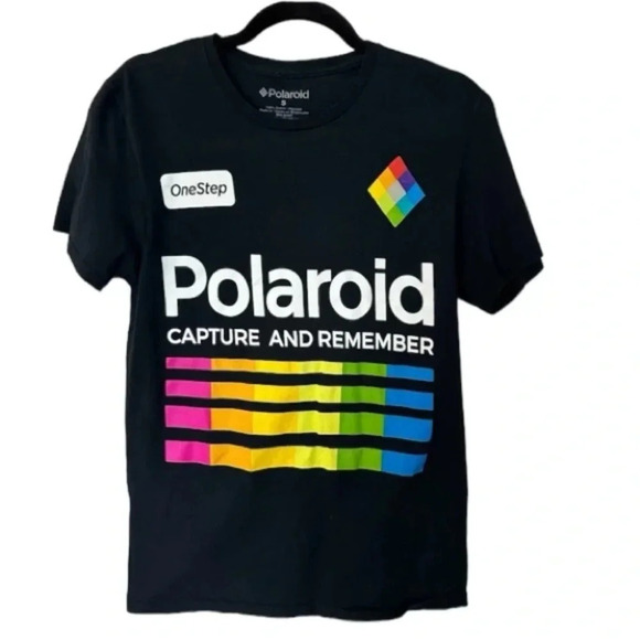 Polaroid Capture and Remember Short Sleeve Black Graphic T-Shirt Size S GUC - Picture 1 of 5